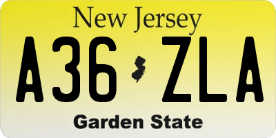 NJ license plate A36ZLA