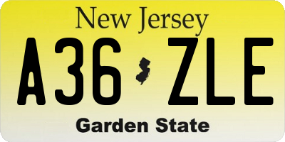 NJ license plate A36ZLE