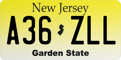 NJ license plate A36ZLL