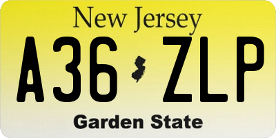 NJ license plate A36ZLP