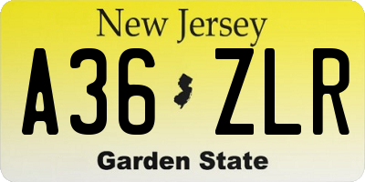 NJ license plate A36ZLR