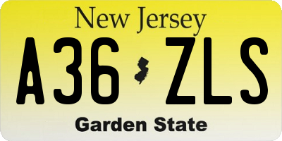 NJ license plate A36ZLS