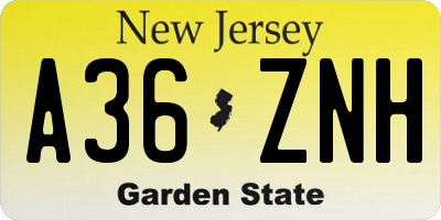 NJ license plate A36ZNH