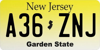 NJ license plate A36ZNJ