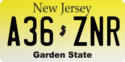 NJ license plate A36ZNR