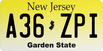 NJ license plate A36ZPI