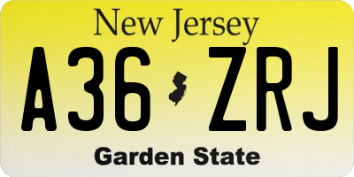NJ license plate A36ZRJ