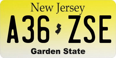 NJ license plate A36ZSE