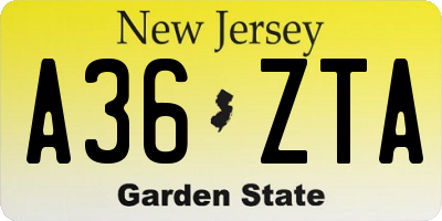NJ license plate A36ZTA