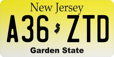 NJ license plate A36ZTD