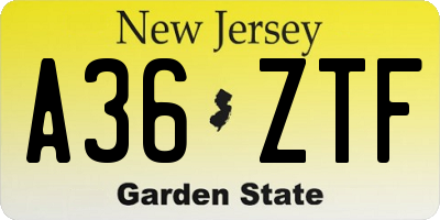 NJ license plate A36ZTF
