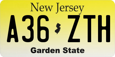 NJ license plate A36ZTH