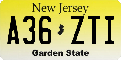 NJ license plate A36ZTI