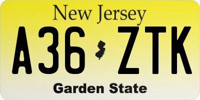 NJ license plate A36ZTK
