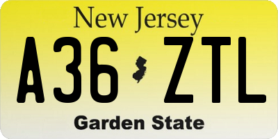 NJ license plate A36ZTL