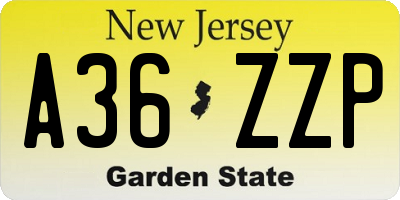 NJ license plate A36ZZP