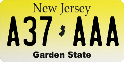 NJ license plate A37AAA