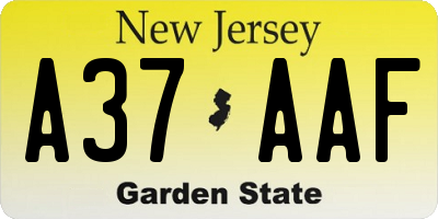 NJ license plate A37AAF