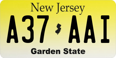 NJ license plate A37AAI