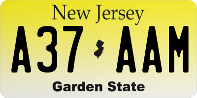 NJ license plate A37AAM