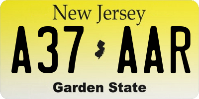 NJ license plate A37AAR