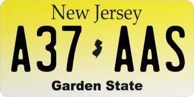 NJ license plate A37AAS