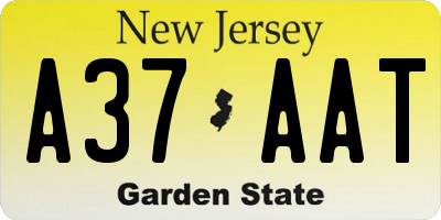 NJ license plate A37AAT