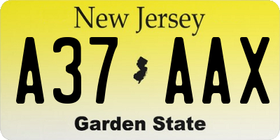 NJ license plate A37AAX