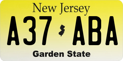 NJ license plate A37ABA