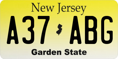 NJ license plate A37ABG