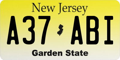 NJ license plate A37ABI