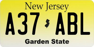 NJ license plate A37ABL
