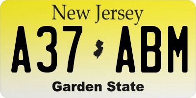 NJ license plate A37ABM
