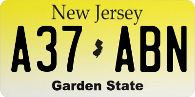 NJ license plate A37ABN