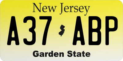 NJ license plate A37ABP