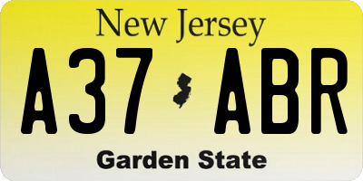 NJ license plate A37ABR