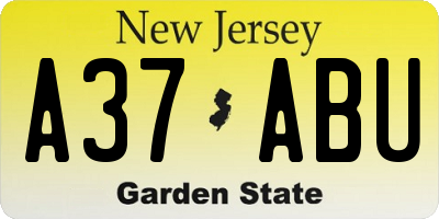 NJ license plate A37ABU