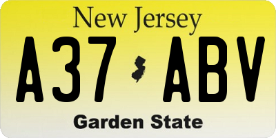 NJ license plate A37ABV