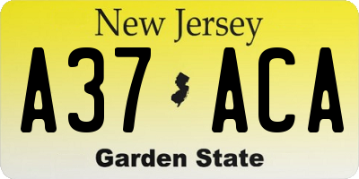 NJ license plate A37ACA