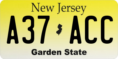 NJ license plate A37ACC