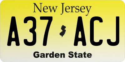 NJ license plate A37ACJ