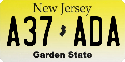 NJ license plate A37ADA