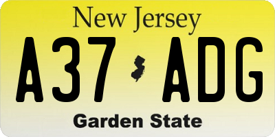 NJ license plate A37ADG