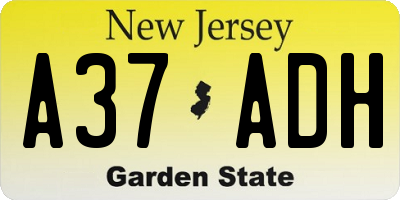 NJ license plate A37ADH