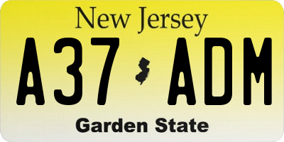 NJ license plate A37ADM
