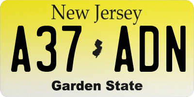 NJ license plate A37ADN