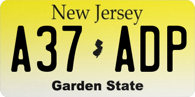 NJ license plate A37ADP