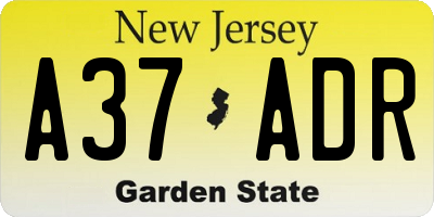 NJ license plate A37ADR