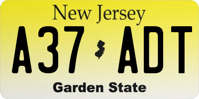 NJ license plate A37ADT