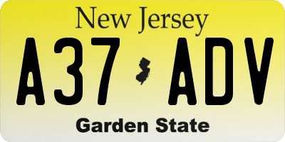 NJ license plate A37ADV